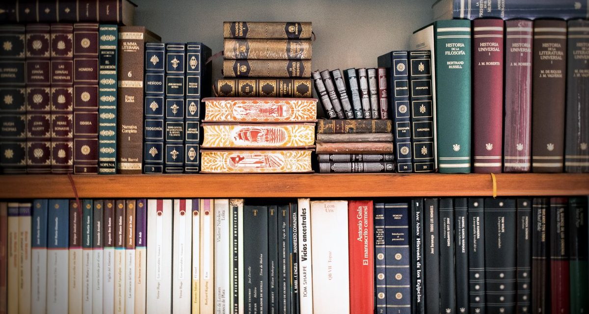 A shelf of language books